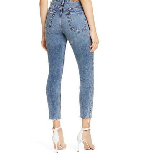 New GRLFRND Jeans Karolina High Waist Size 32 Skinny Raw Hem Crop Button Fly - Picture 2 of 14